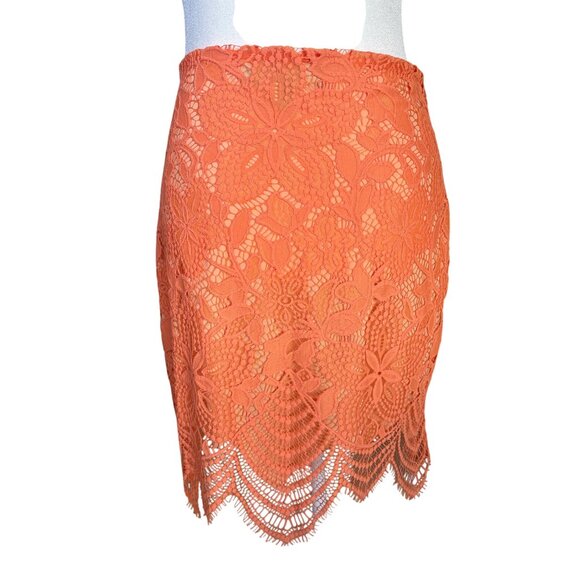 For Love and‎ Lemons Skirt Size Medium Melon Lace Overlay Lined Stretch - Picture 5 of 9